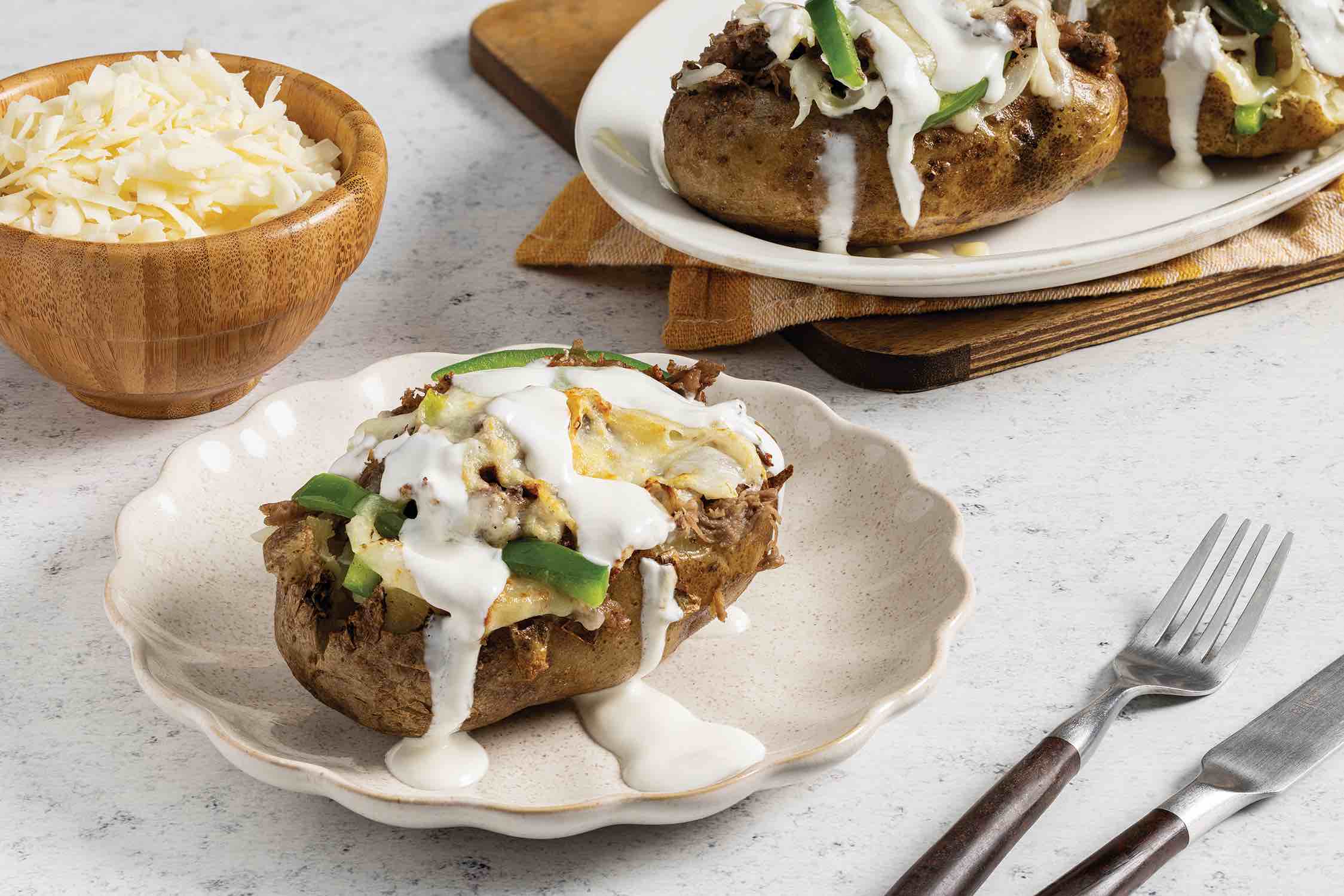 Loaded Philly Cheesesteak Baked Potato | marketplacepublications